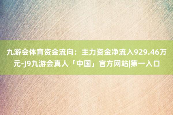 九游会体育资金流向：主力资金净流入929.46万元-J9九游会真人「中国」官方网站|第一入口